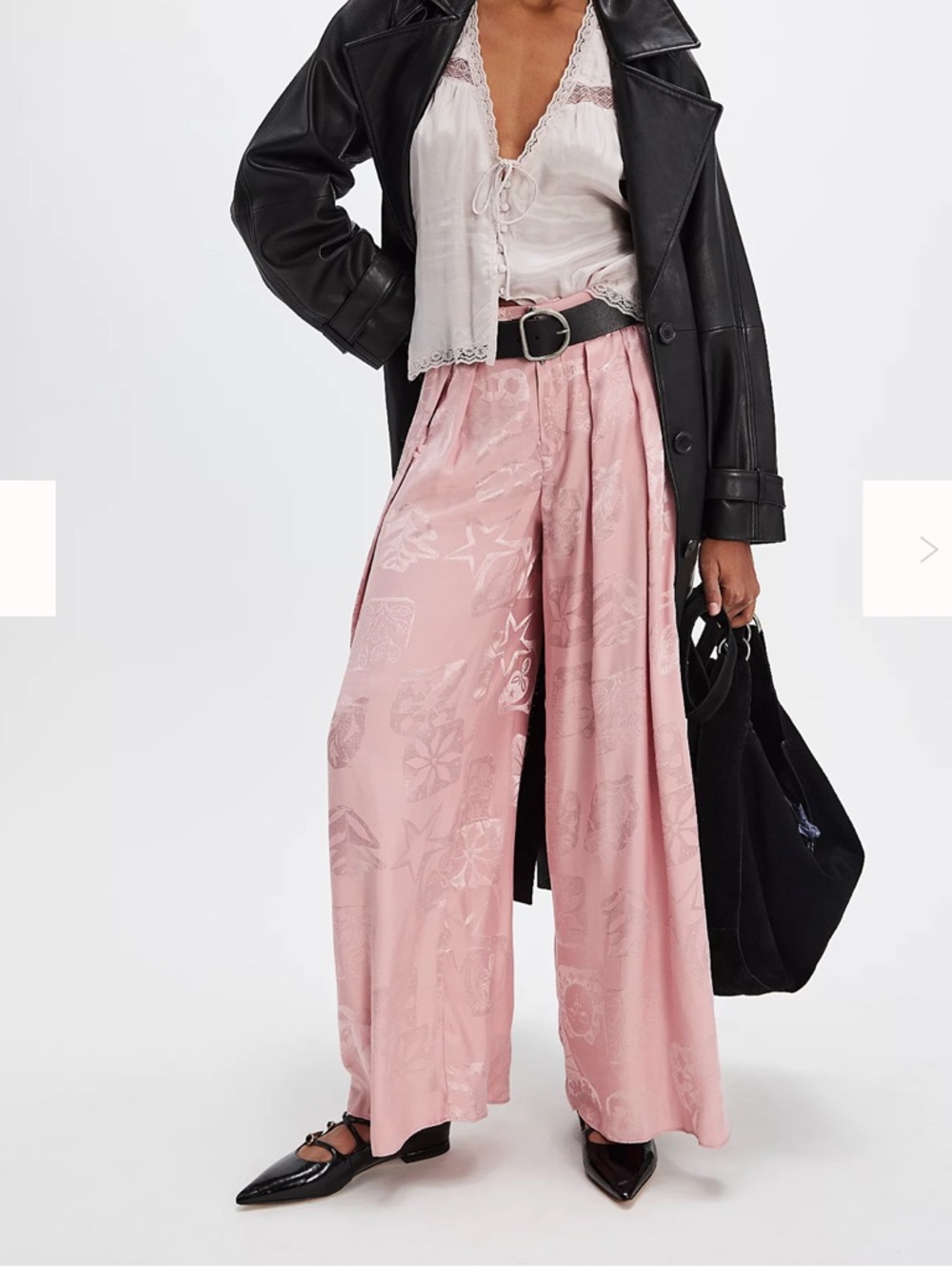 Free People Satin Trousers size 4 Wide Leg High Waist